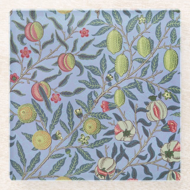 William Morris Obstpomegranat Glasuntersetzer (Vorderseite)