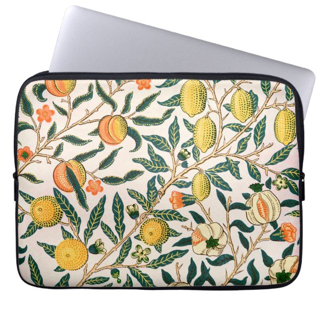 William Morris Obstpomegranat Weiß oder Ornament Laptopschutzhülle (Vorderseite)