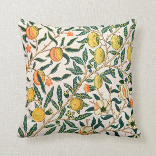 William Morris Obstpomegranat Weiße Ornamente Kissen