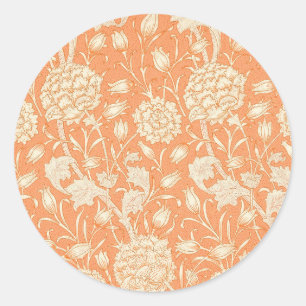 William Morris Orange Floral Runder Aufkleber