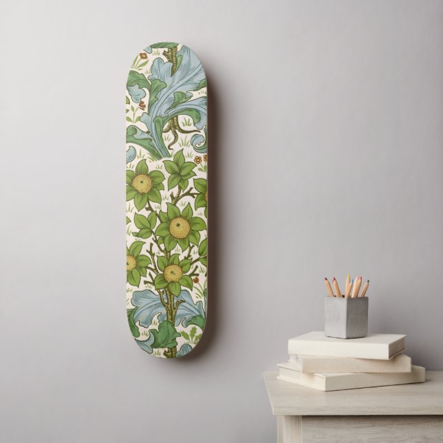 William Morris Orchard Grüne Blumenkunst Skateboard (Wandkunst)