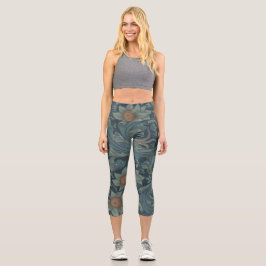 William Morris Orchard Pattern Art Capri Leggings