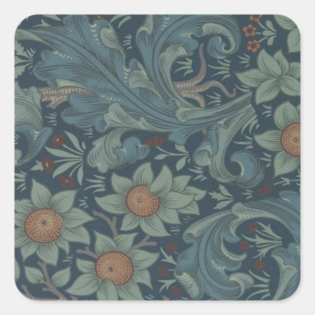 William Morris Orchard Pattern Art Quadratischer Aufkleber (Vorderseite)