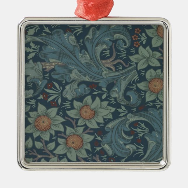 William Morris Orchard Pattern Art Silbernes Ornament (Vorne)