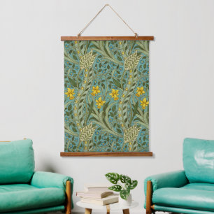 William Morris Osterglocken Blumenmuster Klassiker Wandteppich Mit Holzrahmen