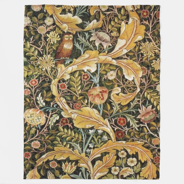 William Morris Owl an Acanthus Fleecedecke (Vorderseite)