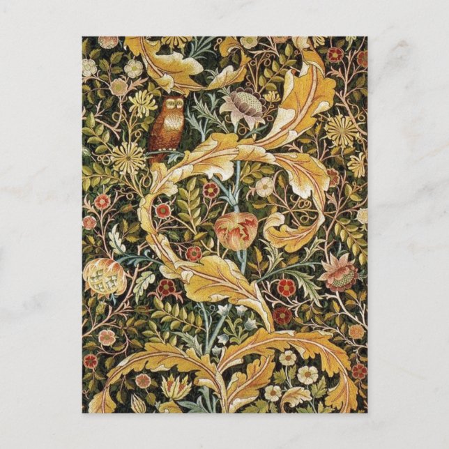 William Morris Owl an Acanthus Postkarte (Vorderseite)