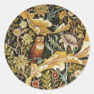 William Morris Owl an Acanthus Runder Aufkleber