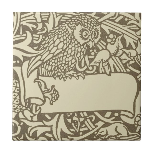 William Morris Owl Vintages Design Fliese (Vorderseite)