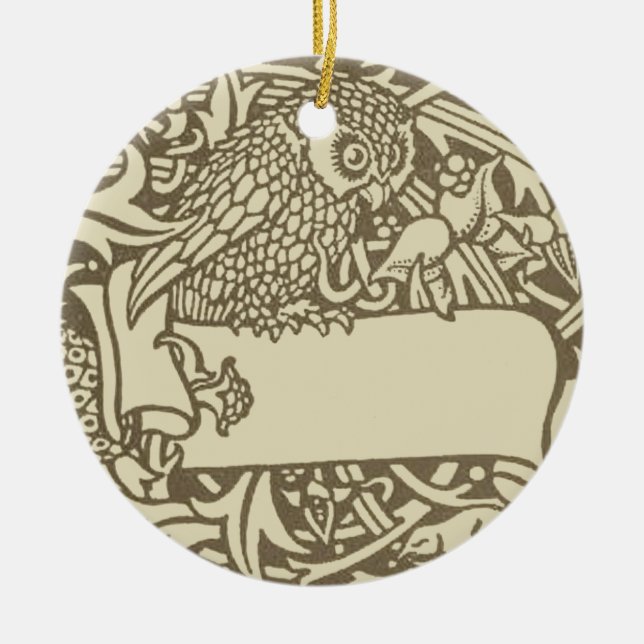 William Morris Owl Vintages Design Keramikornament (Vorne)