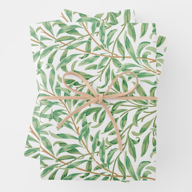 William Morris Pastel Green Willow Leaf Branches Geschenkpapier Set (Beispiel)