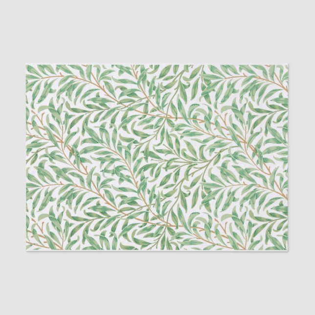 William Morris Pastel Green Willow Leaf Branches Seidenpapier (Vorderseite)