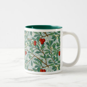 William Morris Pattern in Berry Red und Turquoise Zweifarbige Tasse