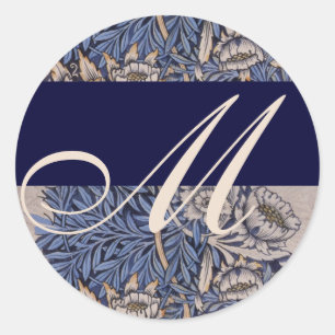 William Morris Pattern Monogram Wedding Sticker