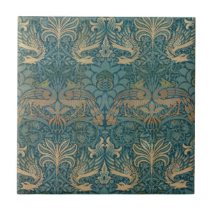 William Morris Peacock and Dragon Textile Design Fliese