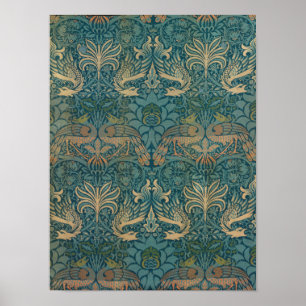 William Morris Peacock and Dragon Textile Design Poster