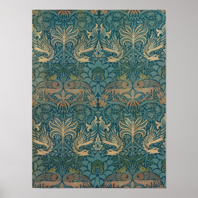 William Morris Peacock and Dragon Textile Design Poster (Vorne)