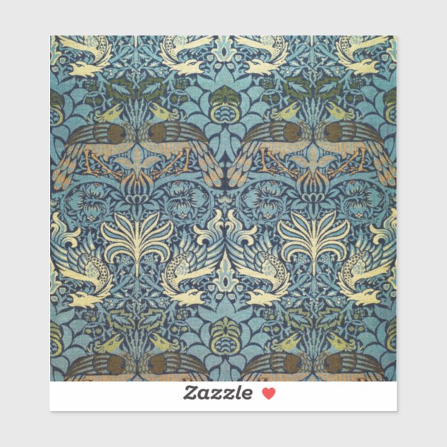 William Morris Peacock and Dragon Woven Design Aufkleber (Blatt)
