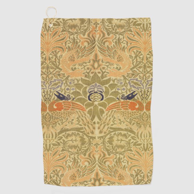 William Morris Peacock & Dragon Arts & Crafts Golfhandtuch (Vorderseite)