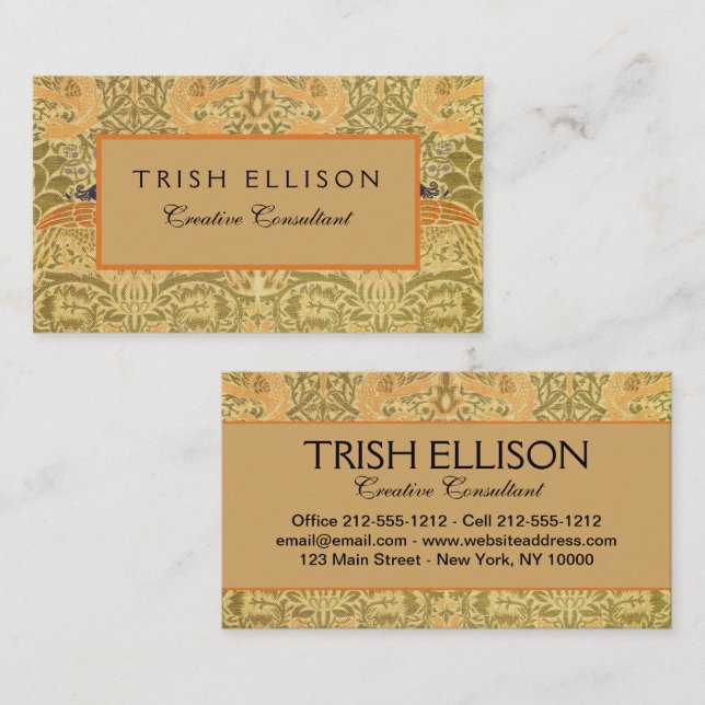 William Morris Peacock & Dragon Arts & Crafts Visitenkarte (Vorne/Hinten)