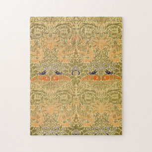 William Morris Peacock Dragon Vintage Arts Crafts Puzzle