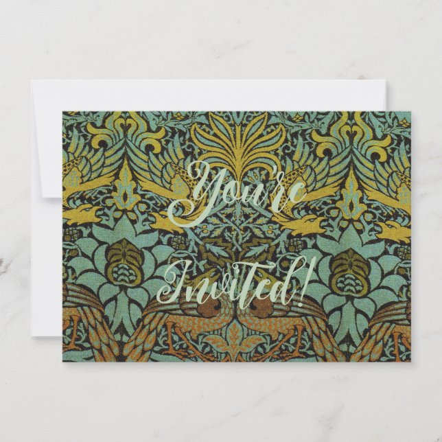 William Morris Peacock Dragon Wallpaper Einladung (Vorderseite)