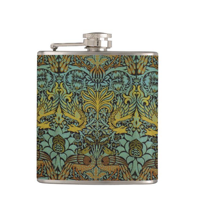 William Morris Peacock Dragon Wallpaper Flachmann (Vorderseite)