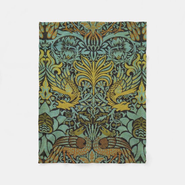 William Morris Peacock Dragon Wallpaper Fleecedecke (Vorderseite)