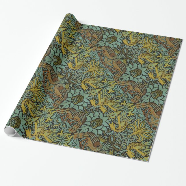 William Morris Peacock Dragon Wallpaper Geschenkpapier (Ungerollt)