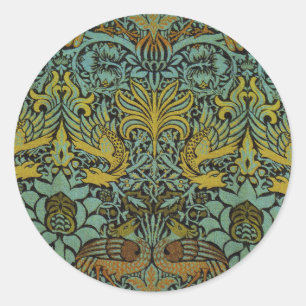 William Morris Peacock Dragon Wallpaper Runder Aufkleber