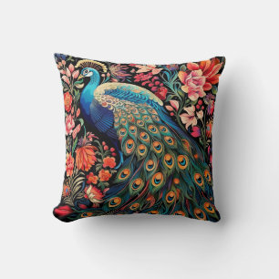 William Morris Peacock Throw Cotton Pillow Kissen