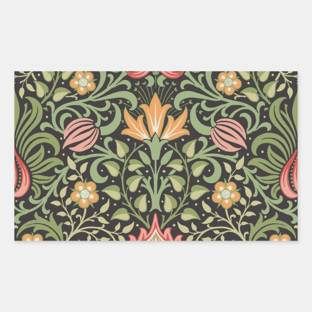 William Morris Persian Floral Antique Rechteckiger Aufkleber (Vorderseite)