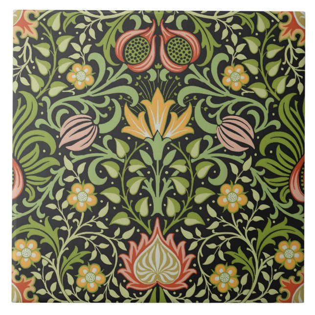 William Morris Persian Floral Botanical Design Fliese (Vorderseite)