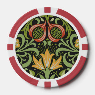 William Morris Persian Floral Botanical Design Pokerchips
