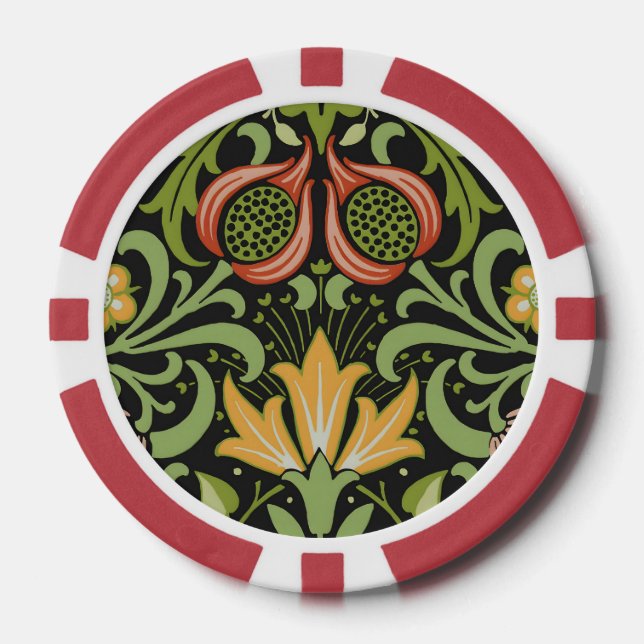 William Morris Persian Floral Botanical Design Pokerchips (Vorderseite)