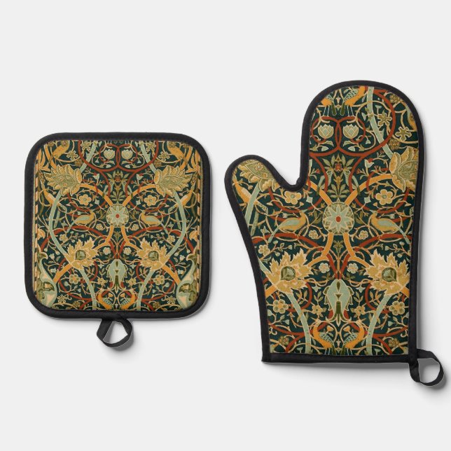 William Morris Persian Oriental Tepet Art Ofenhandschuh & Topflappen-Set (Vorderseite)