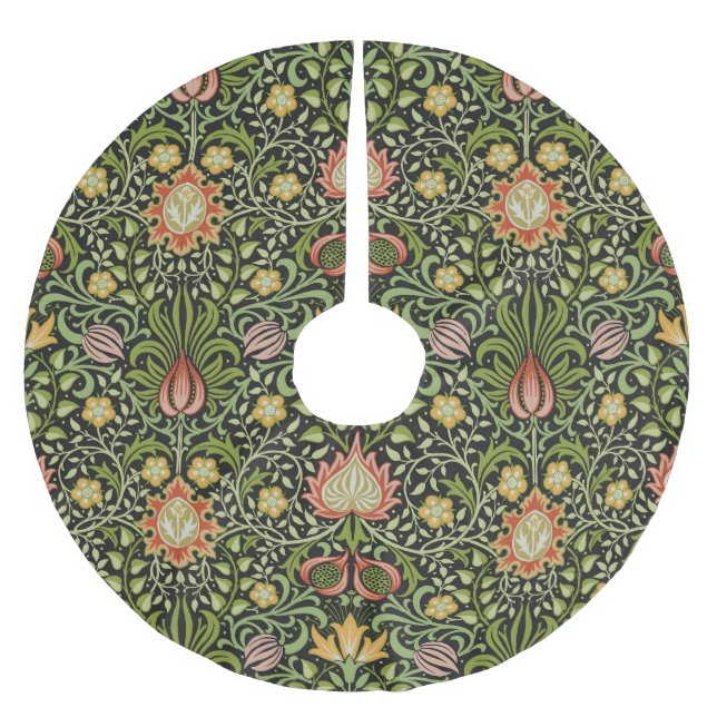 William Morris Persischer Floral Botanischer Entwu Polyester Weihnachtsbaumdecke (Vorderseite)