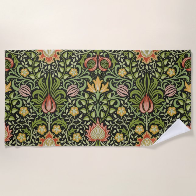 William Morris Persisches Botanisches Blumendesign Strandtuch (Vorderseite)