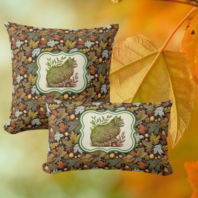 William Morris Personalisierte Herbstverläufe bei  Kissen (Vintage cats adorn these autumn pillows)