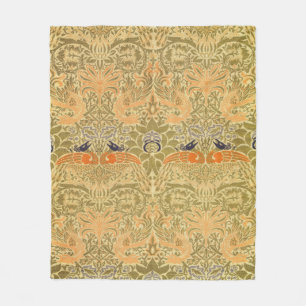 William Morris Pfau Drache Vintage Arts Crafts  Fleecedecke