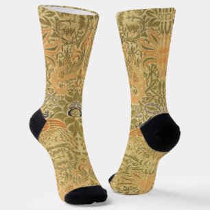William Morris Pfau Drache Vintage Arts Crafts Socken