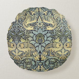 William Morris Pfau und Drache Rundes Kissen