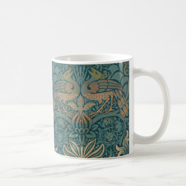 William Morris-Pfau-und Drache-Textilentwurf Kaffeetasse (Rechts)