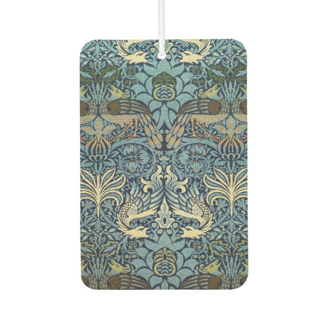 William Morris Pfau und Drache Webdesign Autolufterfrischer (Vorderseite)