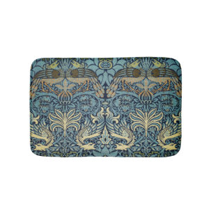 William Morris Pfau und Drache Webdesign Badematte