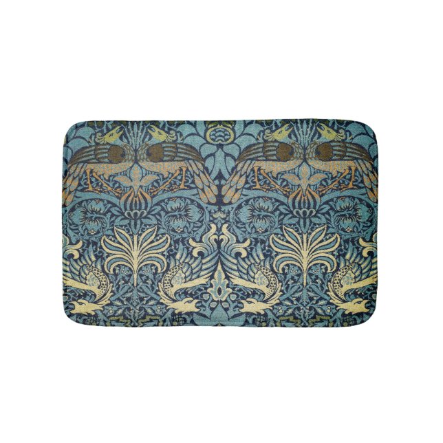William Morris Pfau und Drache Webdesign Badematte (Vorderseite)