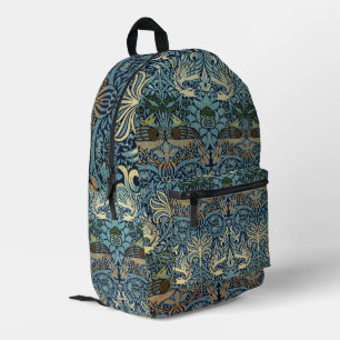 William Morris Pfau und Drache Webdesign Bedruckter Rucksack