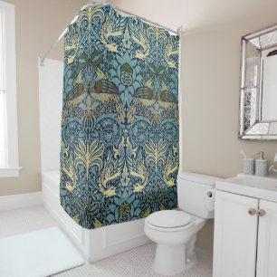 William Morris Pfau und Drache Webdesign Duschvorhang
