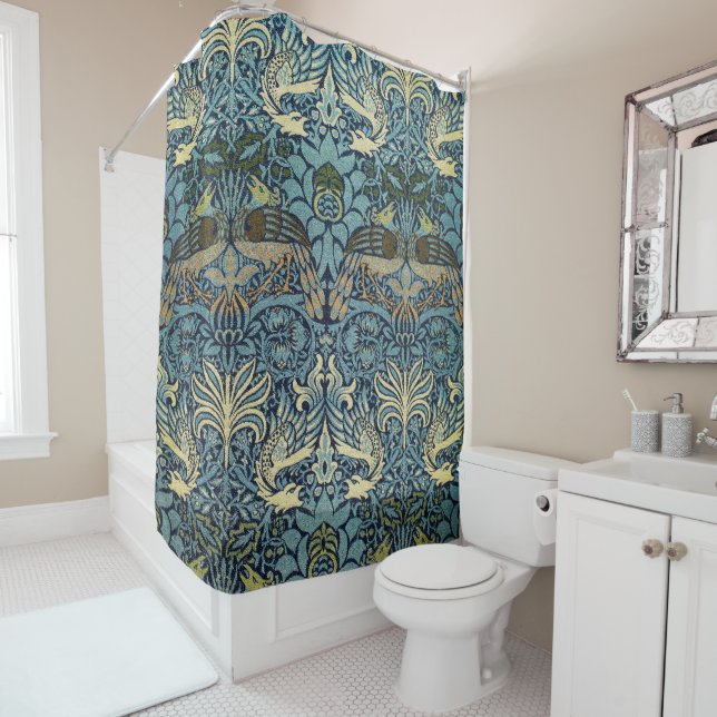 William Morris Pfau und Drache Webdesign Duschvorhang (Beispiel)