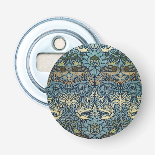 William Morris Pfau und Drache Webdesign Flaschenöffner (Vorderseite)
